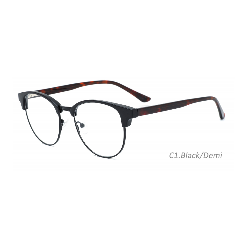 New Arrival Retro Half Eyebrow  Frame Eyeglasses Frame Metal TR90 Acetate Optical Frame With Spring Hinge for Men