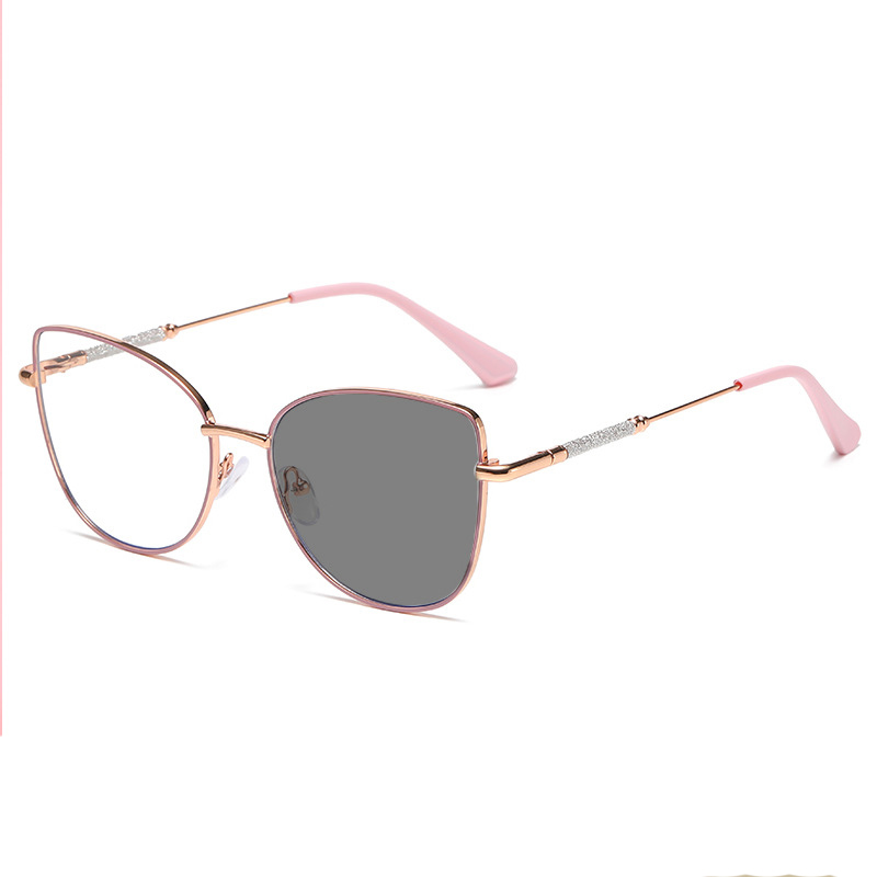 Photochromic Glasses Retro Decorative Shades Color Changing Lenses Anti Blue Luxury Rhinestone Glasses Women