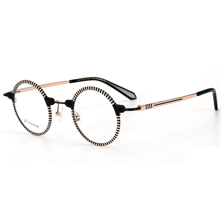 HPTT071 Multi-color Ultra-light Titanium Frame Fashion AcetateTip Small Round Frame