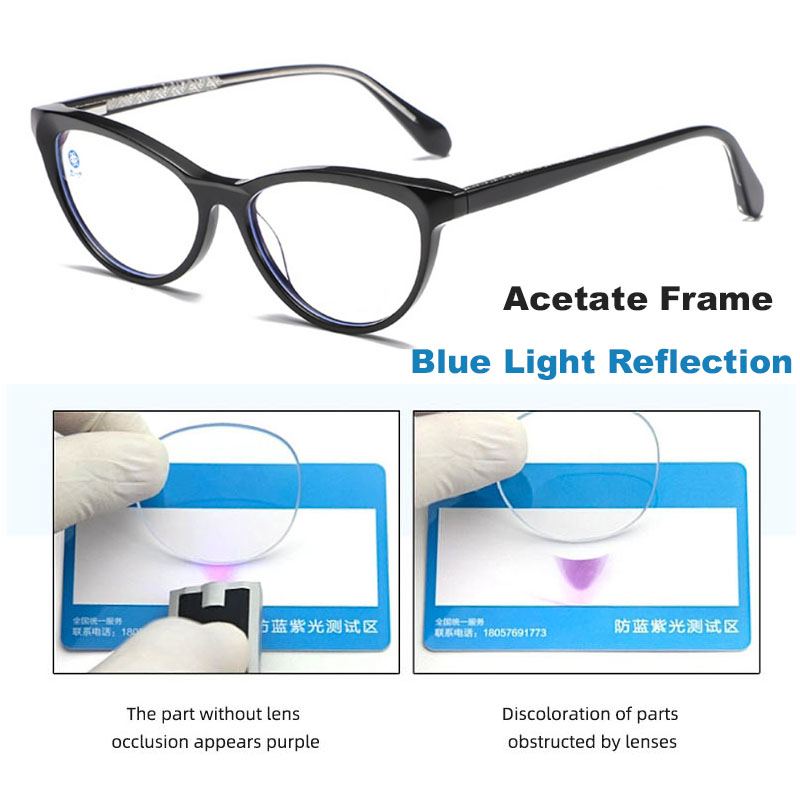 WP06 Cat Eye Acetate Anti Blue Light Reflection Optical Frames Detachable Flex Eye Glasses Custom Anti Blue Light Glasses