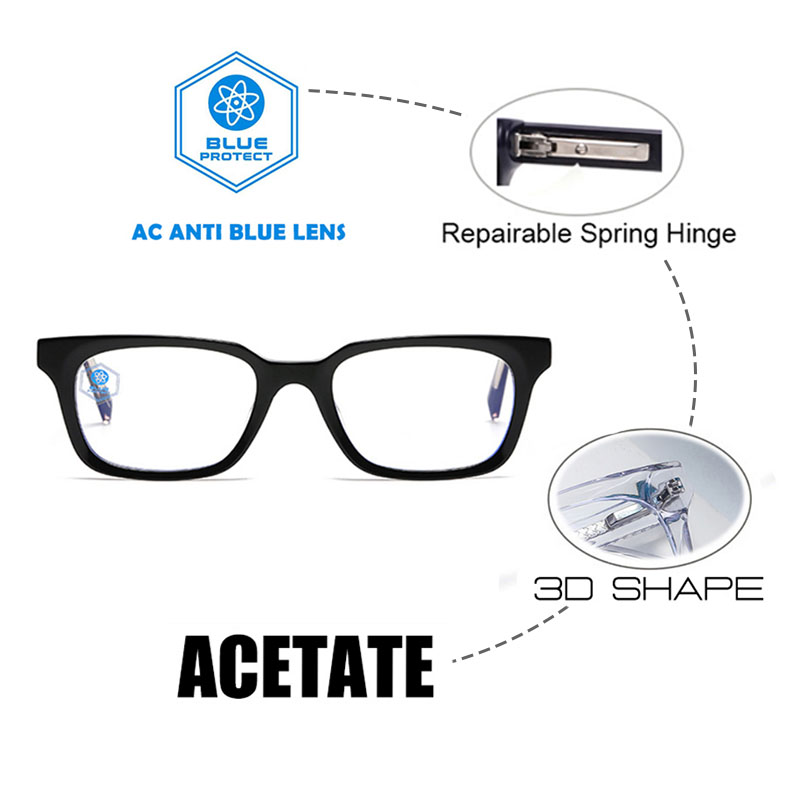 WP02 Acetate Anti Blue Light Reflection Optical Frames Detachable Flex Wholesale Eye Glasses Custom Logo Anti Blue Light Eyewear