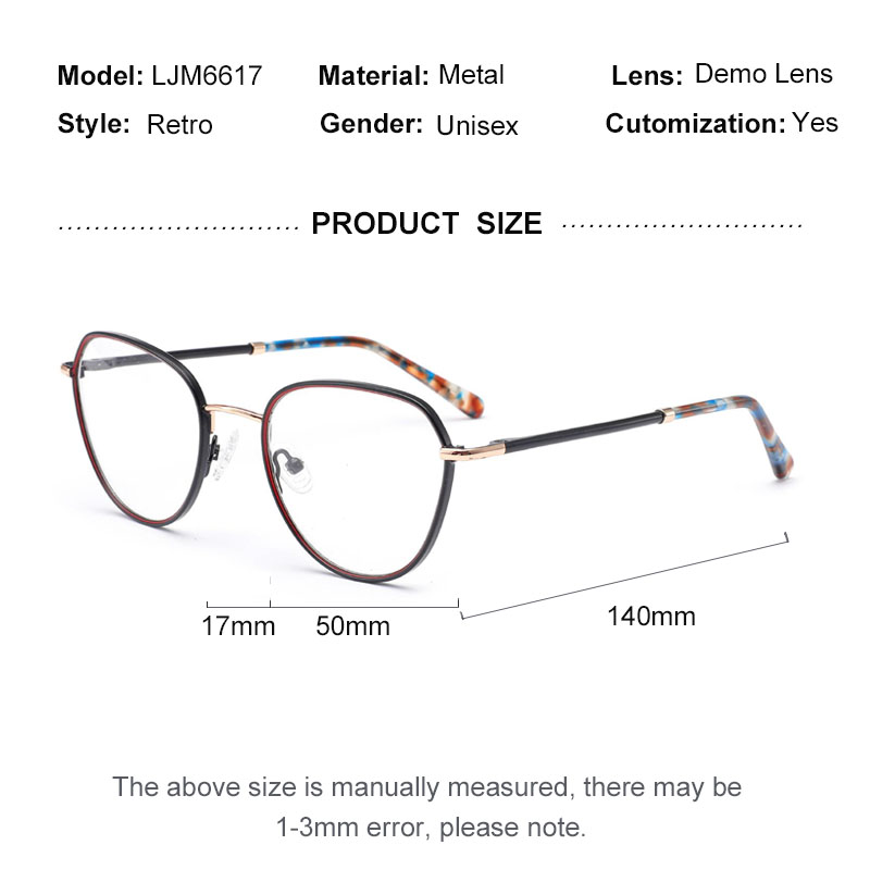 LJM6617 Metal Retro Round Unisex IP electroplating Craft Optical Frames Eye Glasses Frames Wholesale Eyewear Glasses