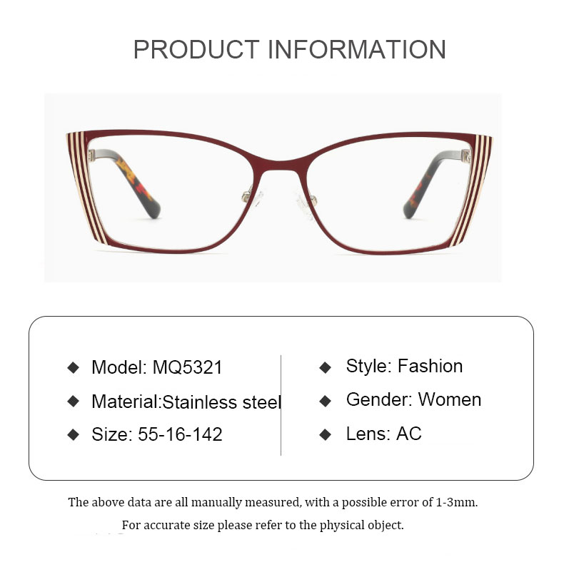 MQ5321 Vintage Fashion Women Quality Metal Flex Optical Frames Wholesale Eyewear Eyeglasses Frames Manufacturers Glasses