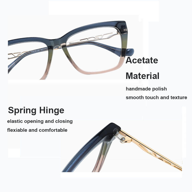 YHD8186 New Gradient Acetate Metal Frames Women Eyeglasses Quality Wholesale Optical Frames Acetate Eyewear Frames