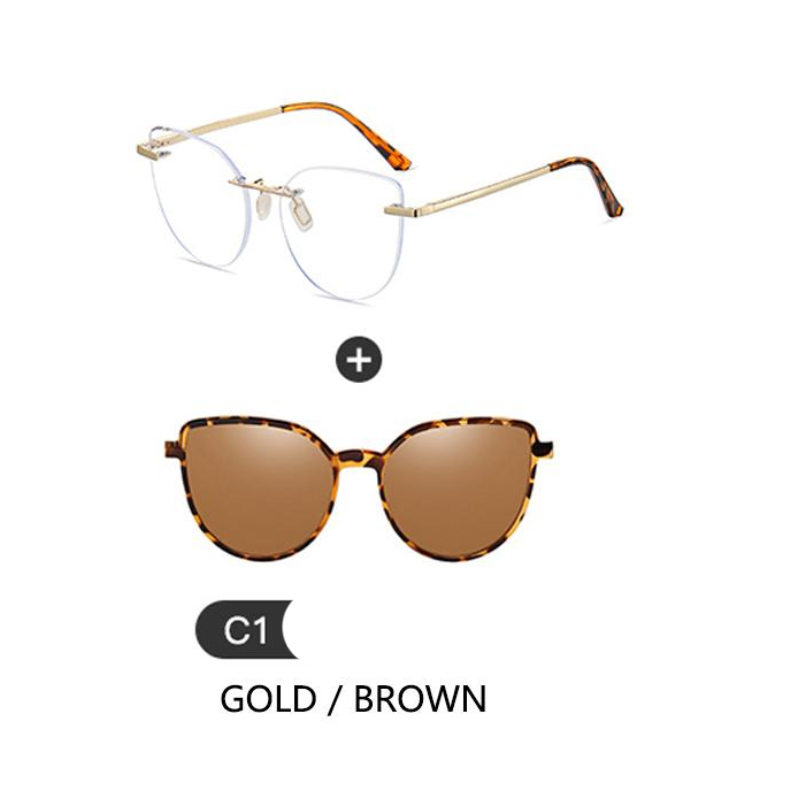 High Quality Rimless Stainless Steel TR90 1 in 1 Clip on Sunglasses Polarized Magnetic Sunglasses
